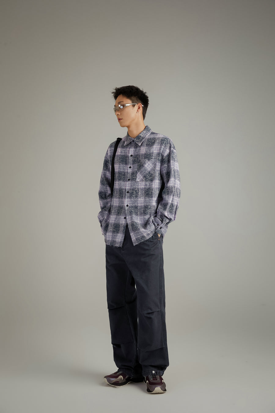 CHUU Vintage Check Long Sleeve Shirt