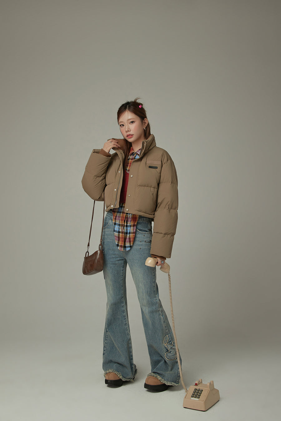 CHUU Oversized Logo Embroidery Padded Jacket