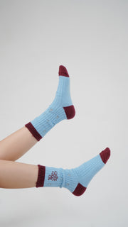 Distressed Embroidered Color High Socks