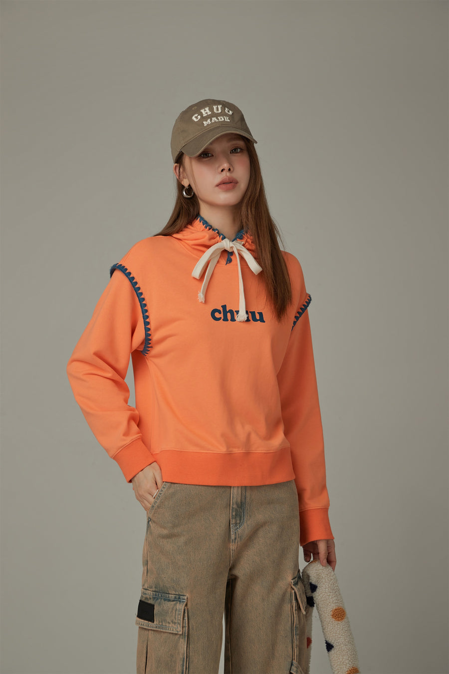 CHUU Logo Lined String Hoodie