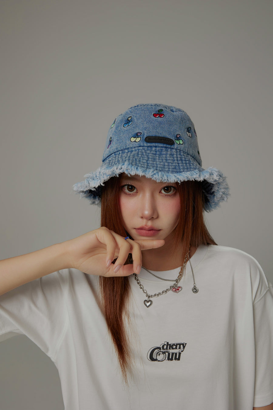 CHUU Multi Color Cherry Denim Bucket Hat