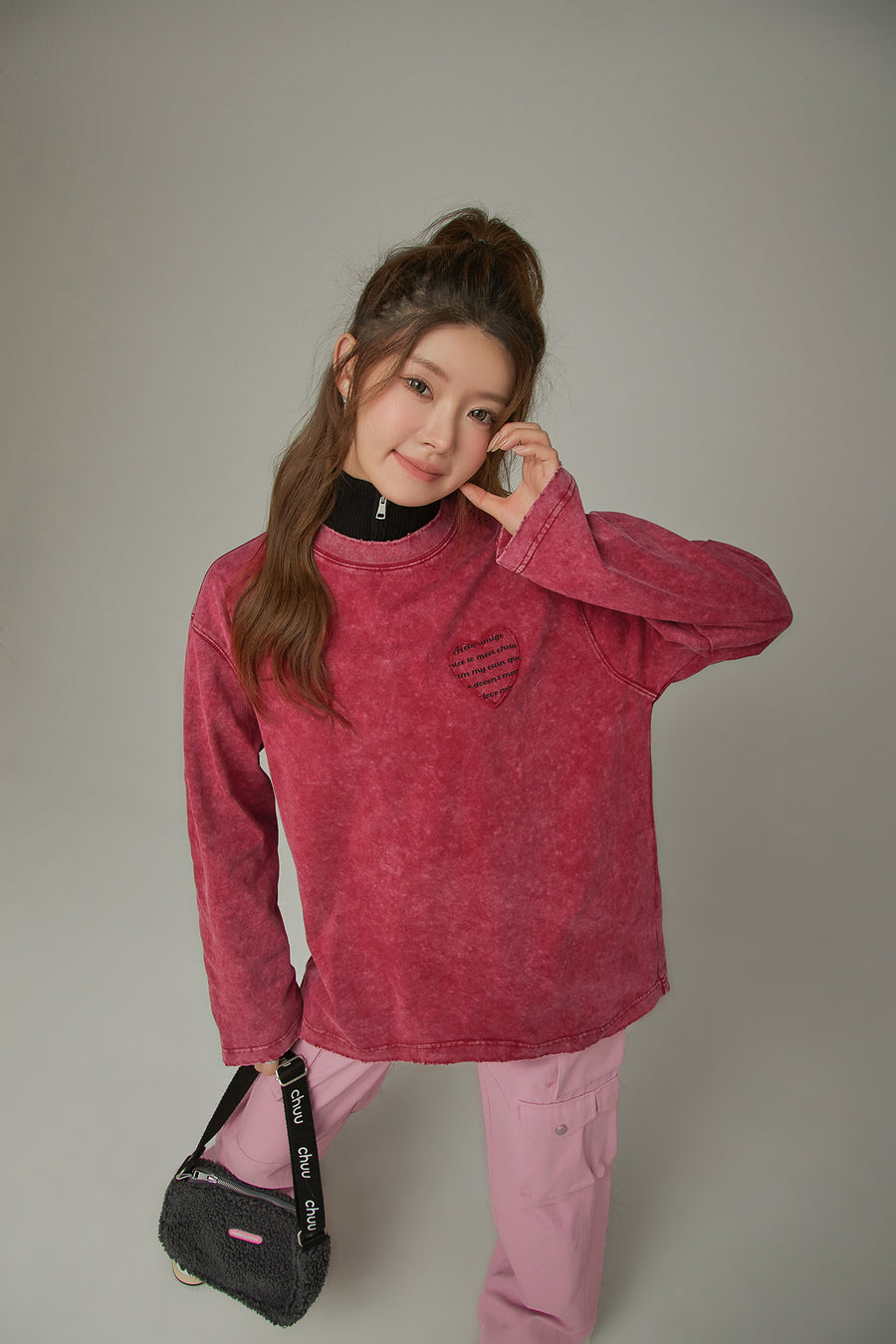 CHUU Printed Heart Boxy T-Shirt