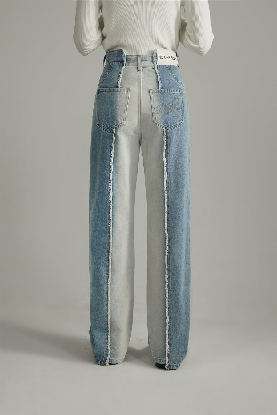 CHUU Frayed Lined Denim Jeans