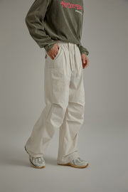 Solid Color Drawstring Casual Cargo Pants