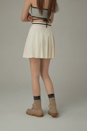 Color Line Pleated Sporty Mini Skirt