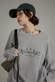 Color Embroidery Waffle Logo Sweatshirt