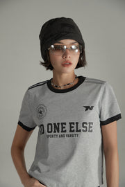 Noe Lettering Sporty Colorblocked Short Sleeve T-Shirt