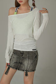 Unbalanced Off The Shoulder Long Sleeve T-Shirt