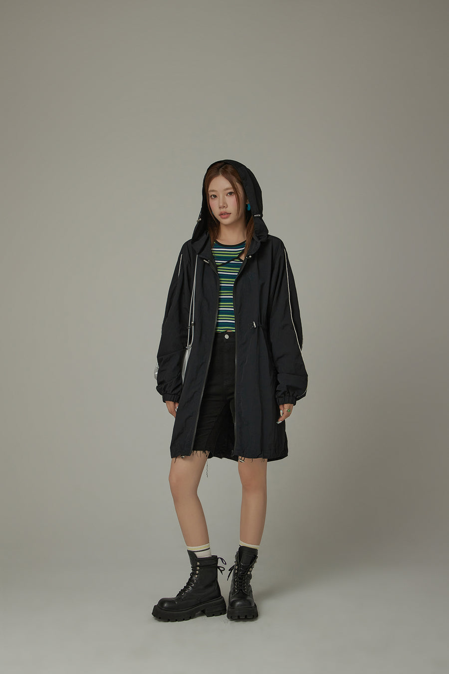 CHUU Basic Cinched String Hooded Jacket