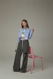 Slit Color Wide Sporty Casual Pants