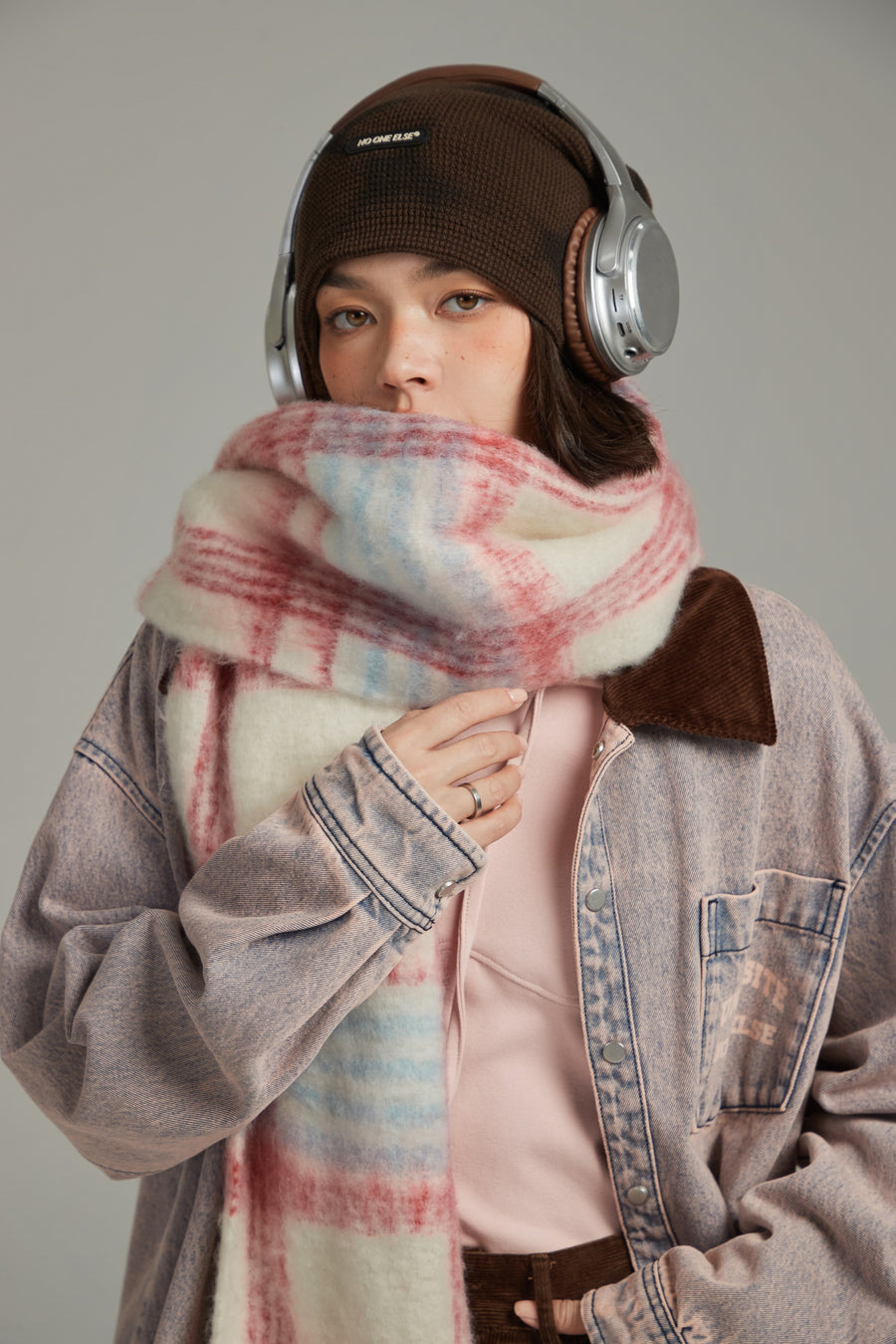 CHUU Fringe Check Muffler