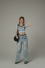 Chuu Size Doesnt Matter U-Neck Cropped T-Shirt