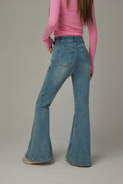 Stitch Lined Denim Wide Jeans