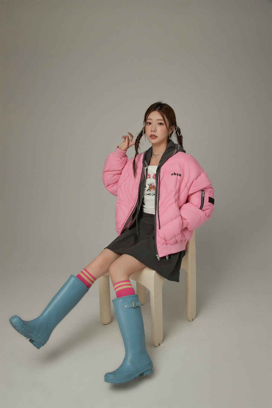 CHUU Heart Quilting Padded Jacket