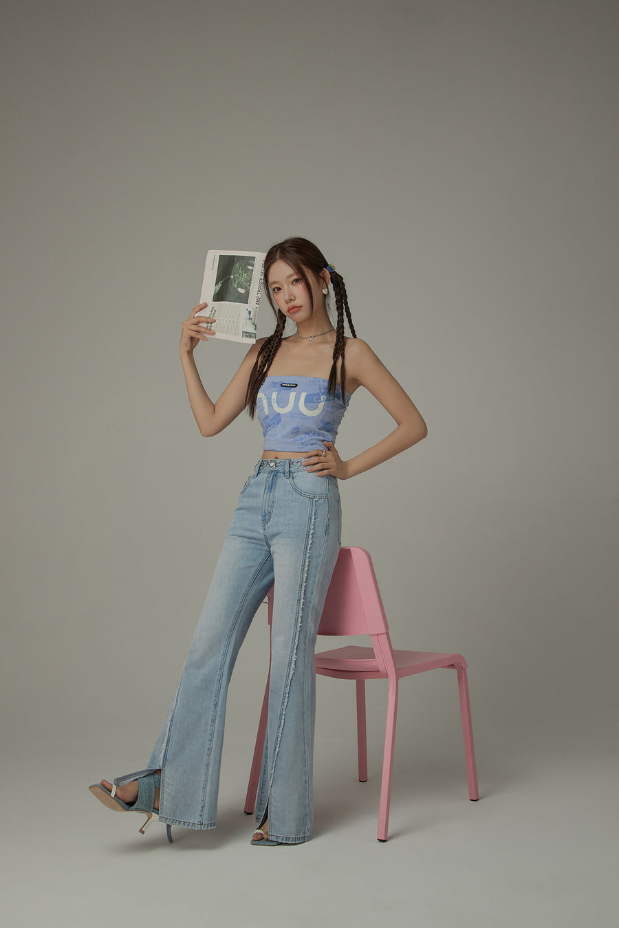 CHUU Letter Printing Sexy Slim Tube Top