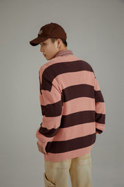 Color Pocket Stripe Knit Sweater