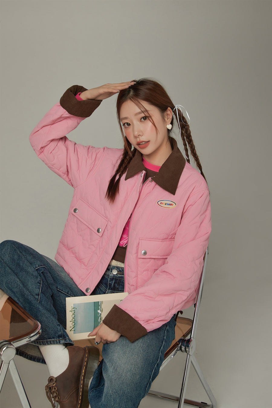 CHUU Color Heart Quilted Jacket