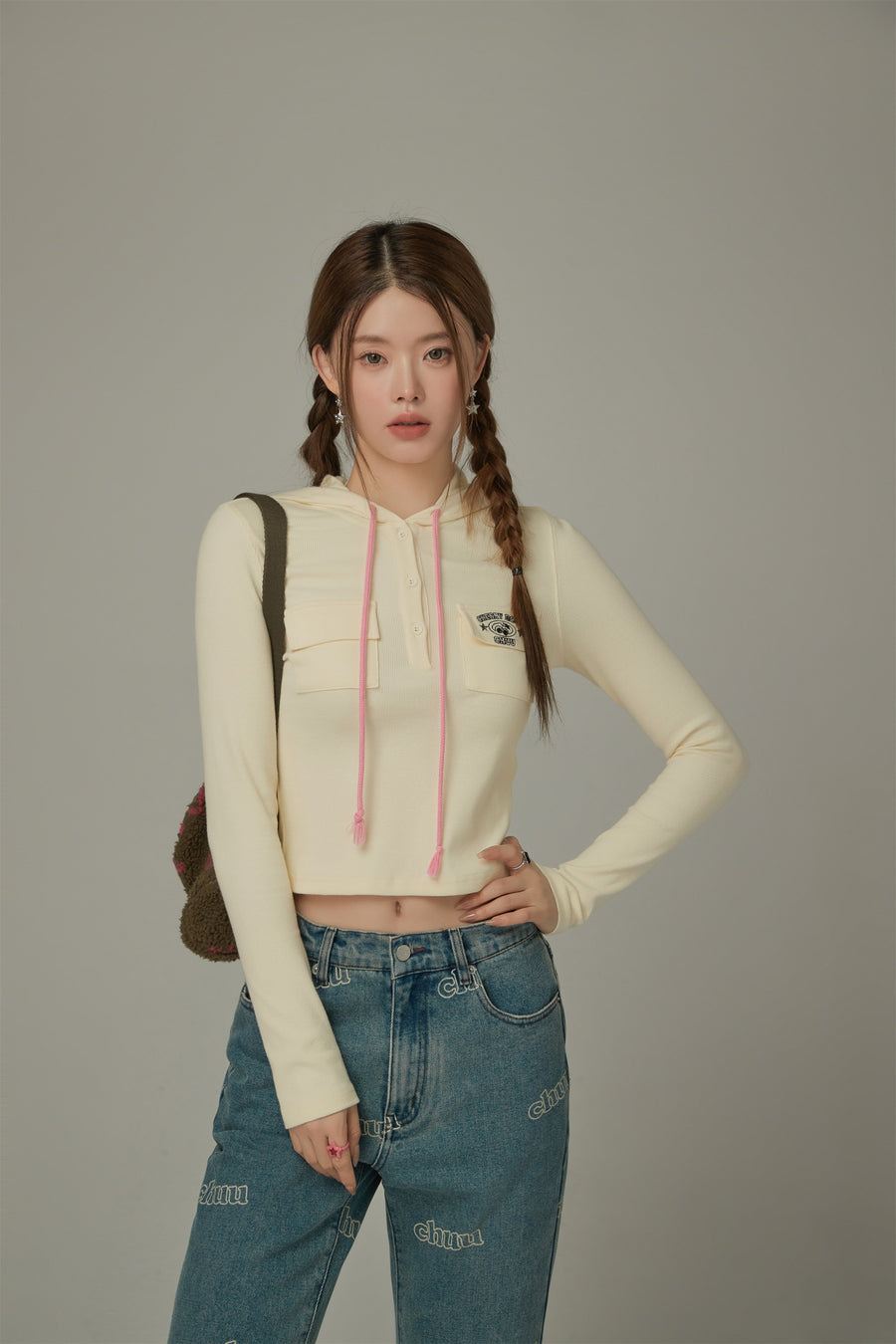 CHUU Pocket Hooded Color T-Shirt