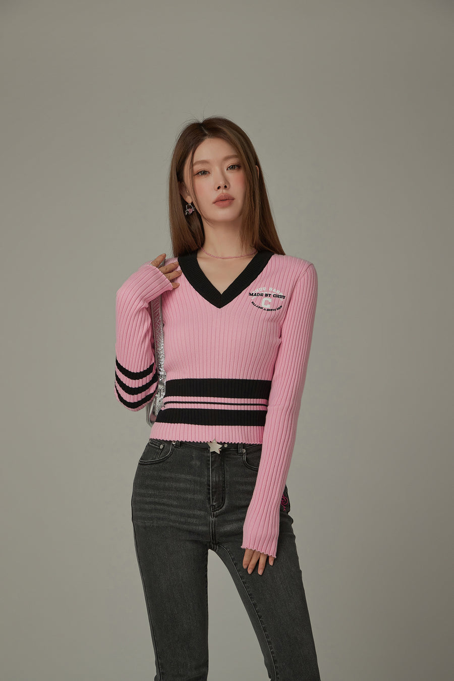 CHUU V-Neck Ribbed Knit Sweater