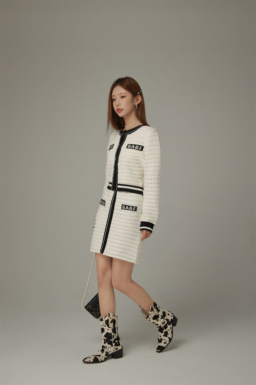 CHUU Logo Jacquard Knit Skirt