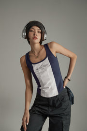 U Neck Color Contrast Sleeveless Top