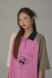 Cherry Bomb Contrast Raglan Loose Fit T-Shirt