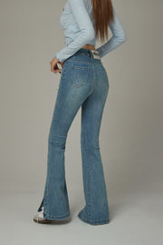 Slit Bootcut Denim Jeans