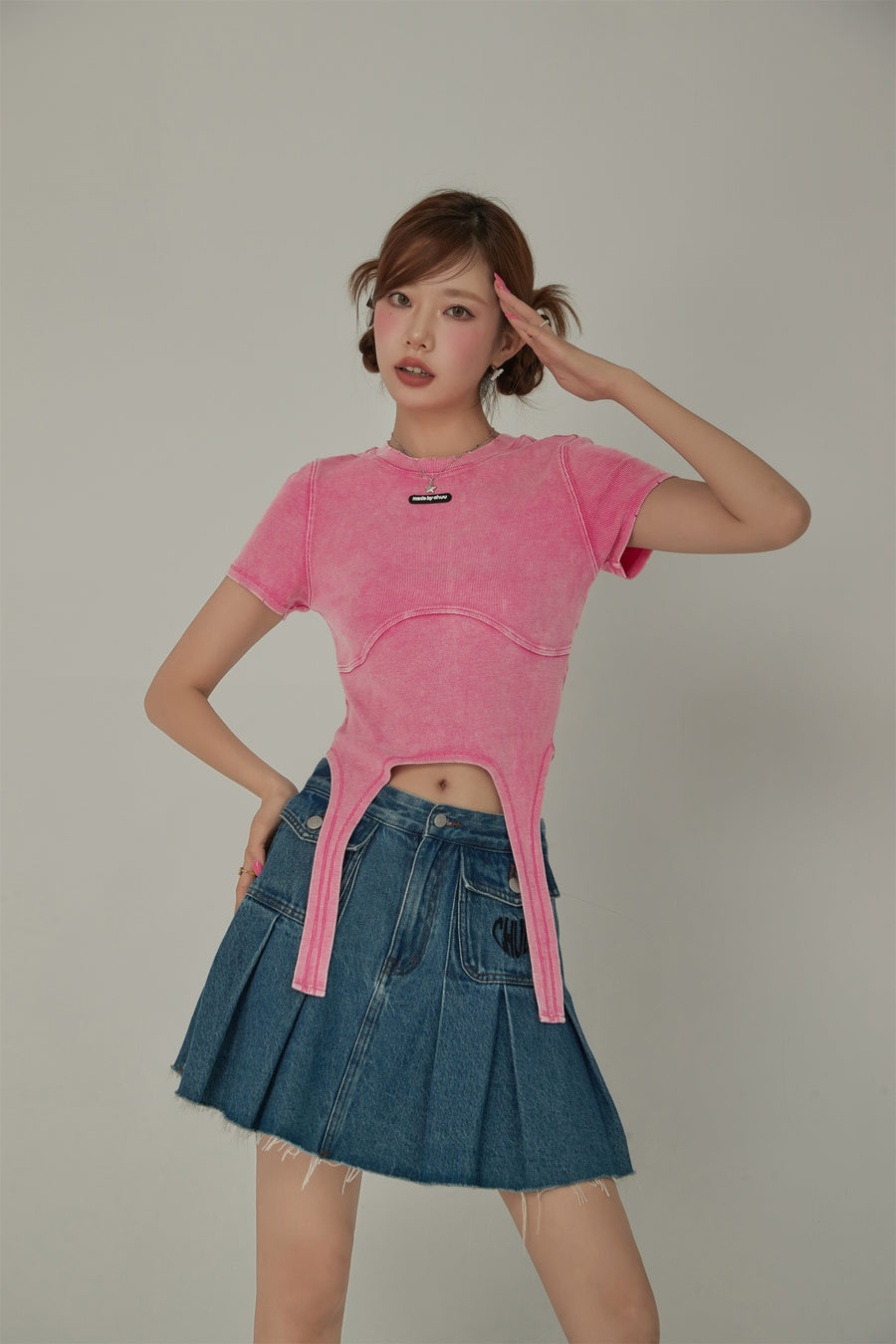 CHUU Vintage Hanging Strap Semi Crop Top