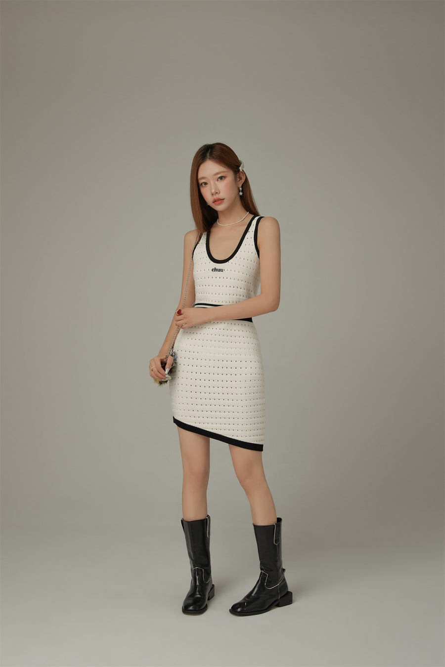 CHUU U-Neck Sleeveless Asymmetrical Mini Dress
