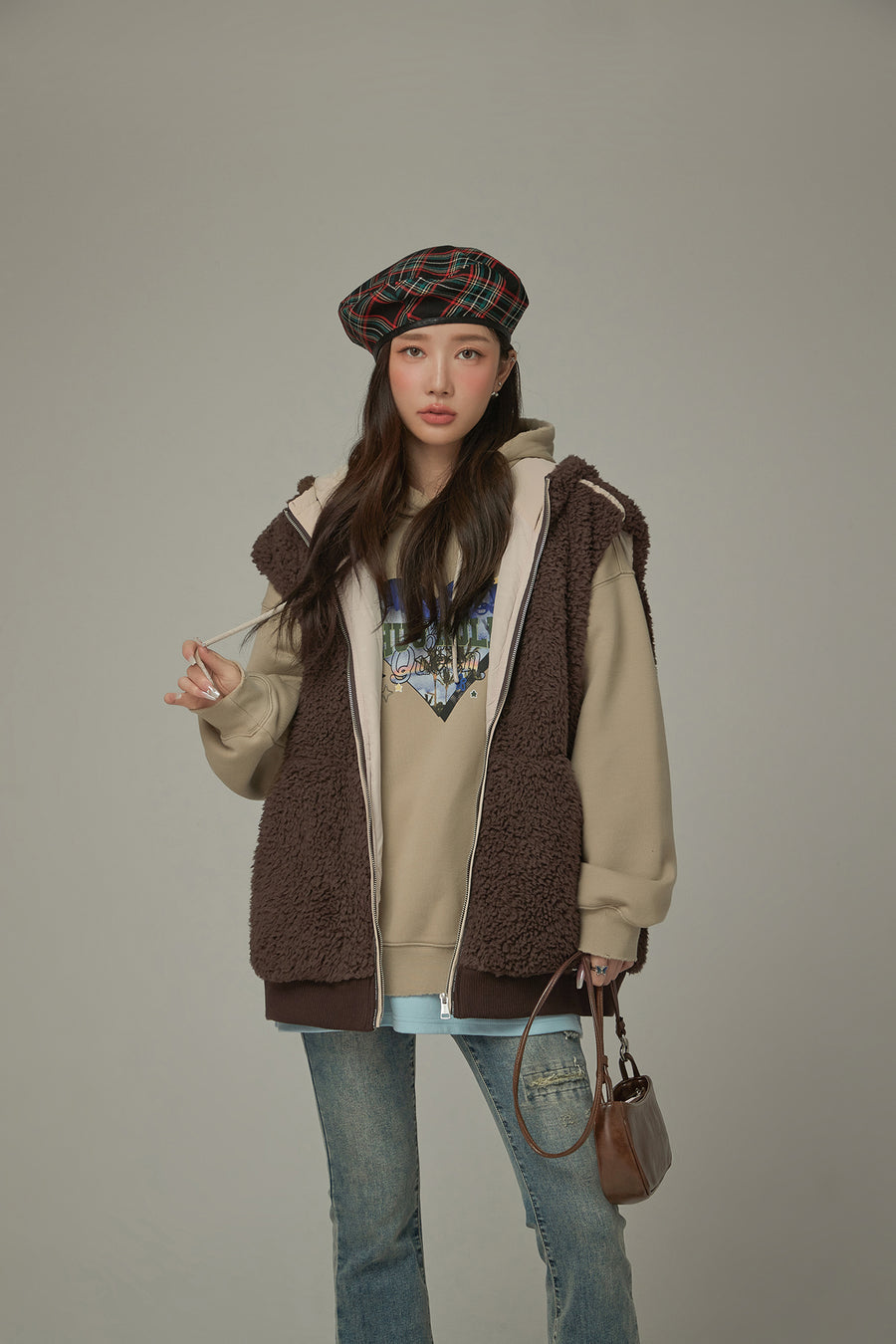 CHUU Fleece Vest Hooded Jacket