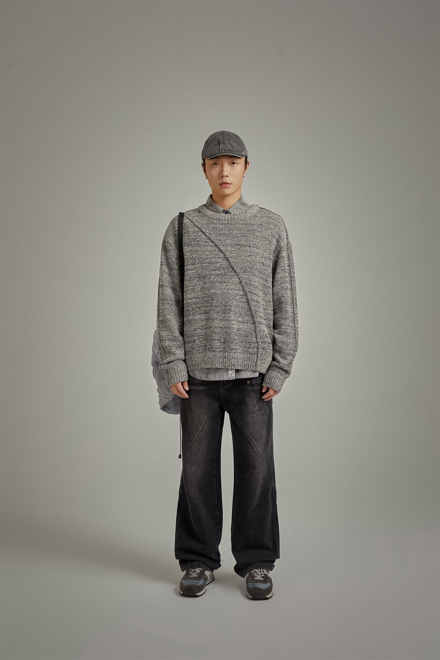 CHUU Diagonal Boxy Knit Sweater