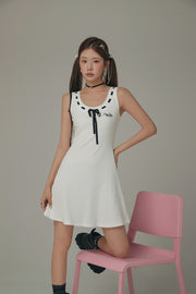 Ribbon Tie Logo Sleeveless Dress