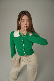 Color Collar Knit Cardigan