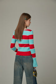 Logo Color Stripe Knit Sweater