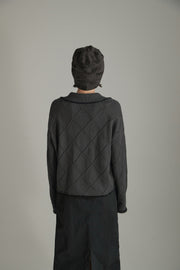 Argyle Zip-Up Cardigan