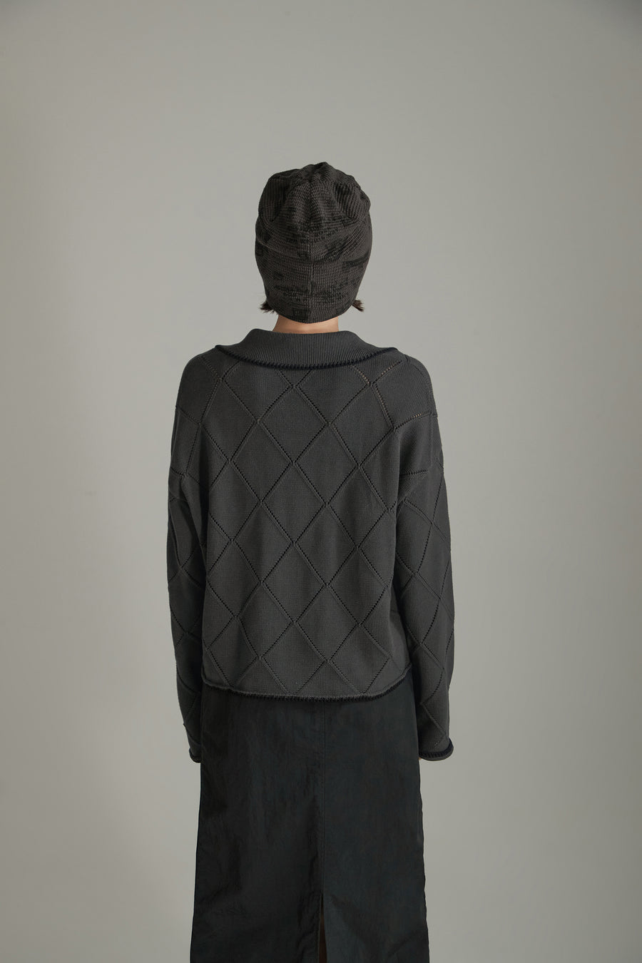 CHUU Argyle Zip-Up Cardigan