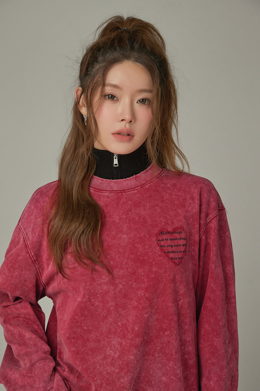 CHUU Printed Heart Boxy T-Shirt