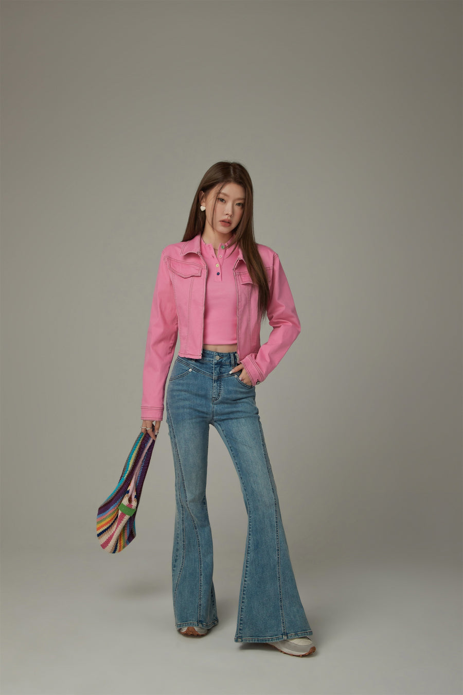 CHUU Stitch Lined Denim Wide Jeans