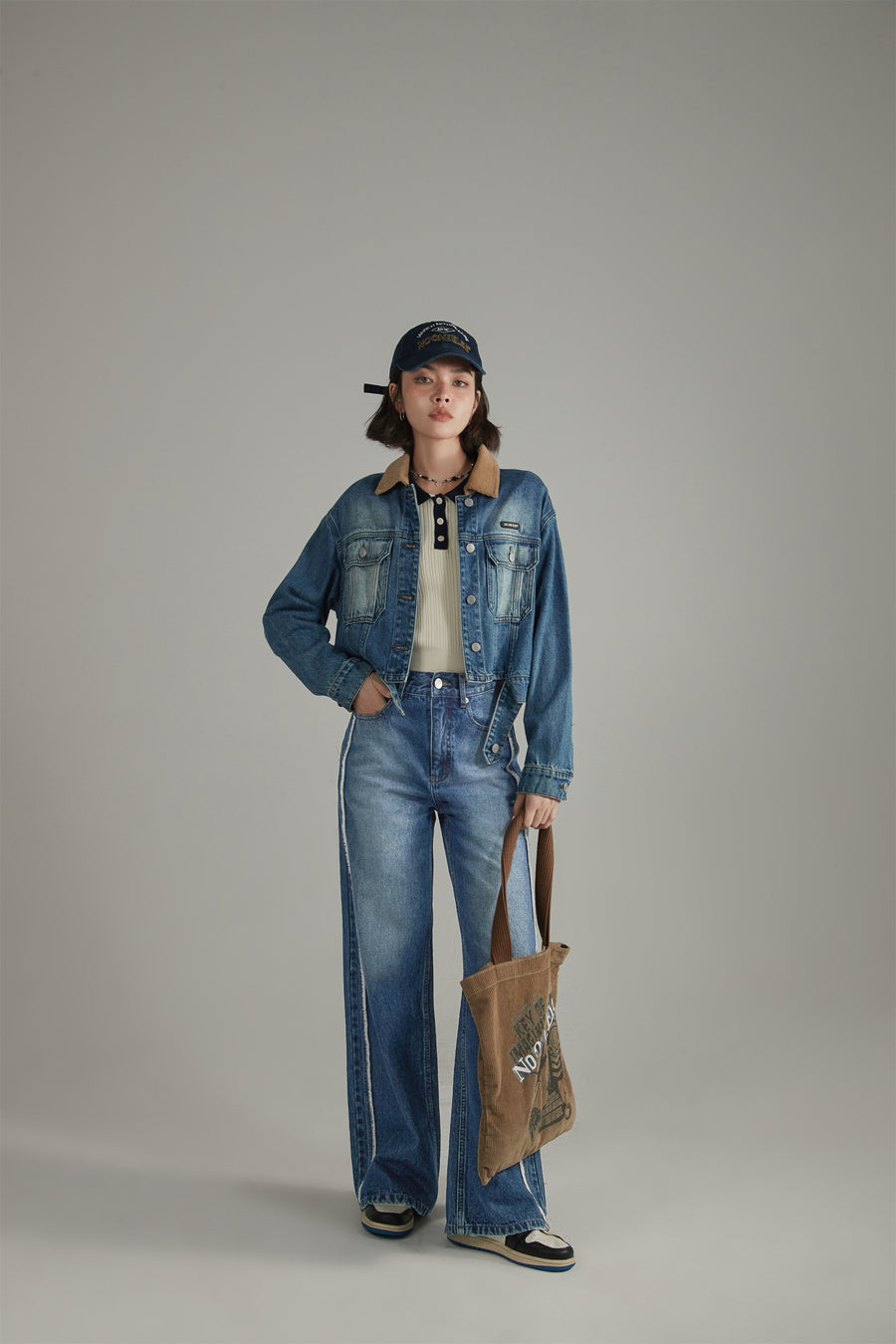 CHUU Fringed Lined Wide Denim Jeans