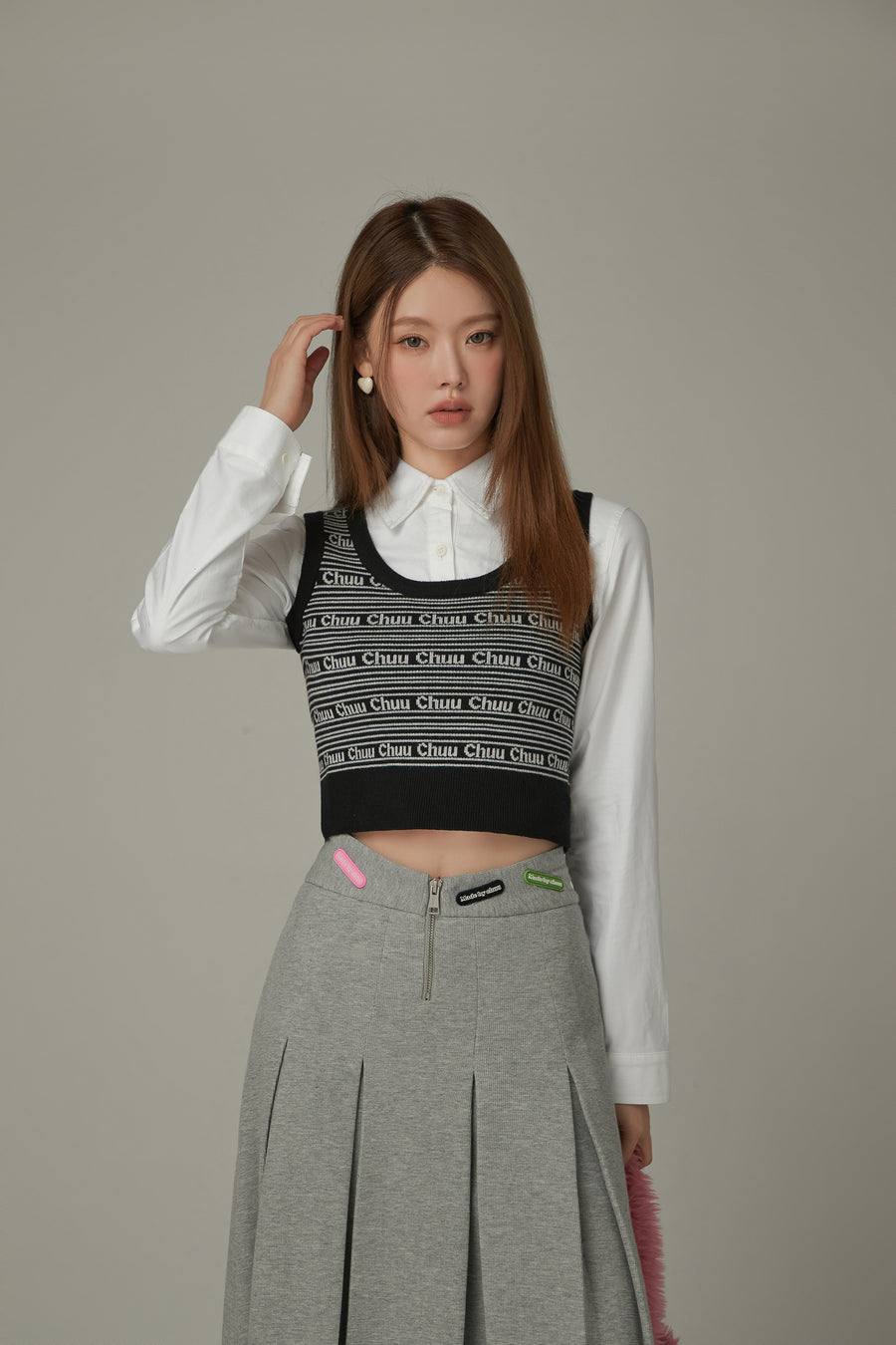 CHUU Logo Lettering Knit Sleeveless Top