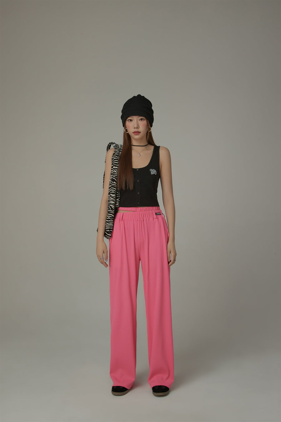 CHUU Banding Loose Fit Slit Daily Pants