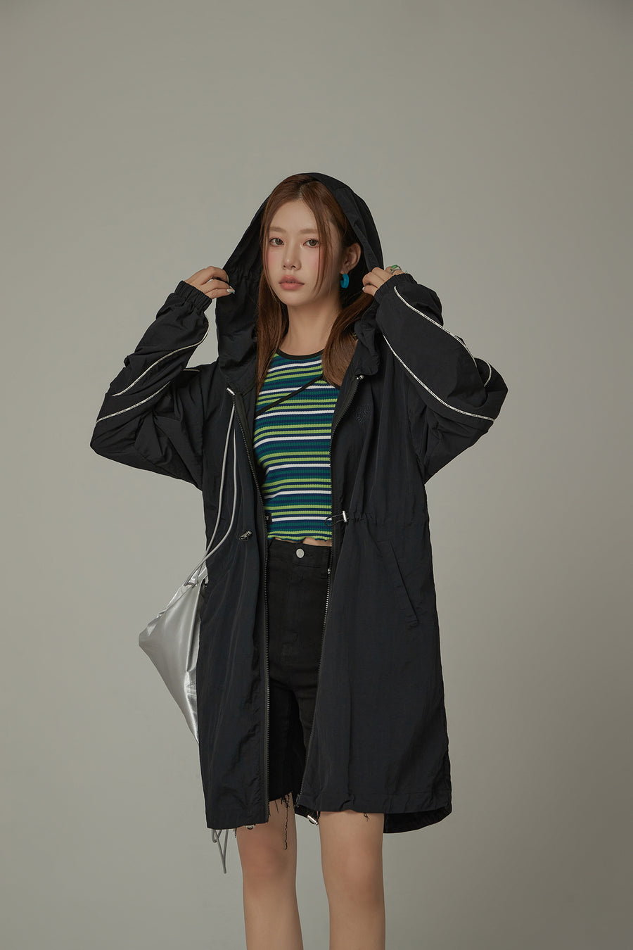 CHUU Basic Cinched String Hooded Jacket