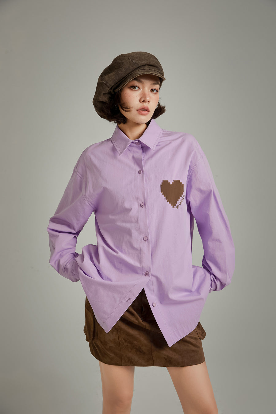 CHUU Heart Boxy Color Shirt