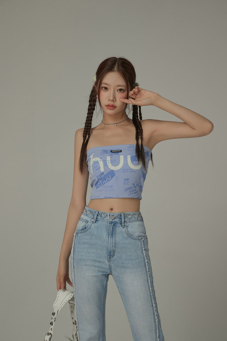 CHUU Letter Printing Sexy Slim Tube Top