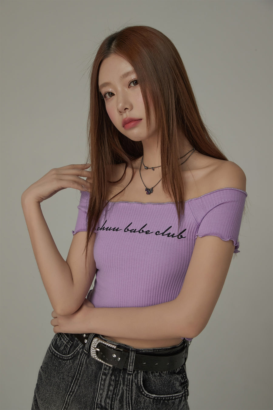 CHUU Chuu Babe Club Ruffled Off-The-Shoulder T-Shirt