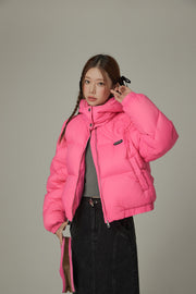 Colored Hooded Simple Padded Jacket