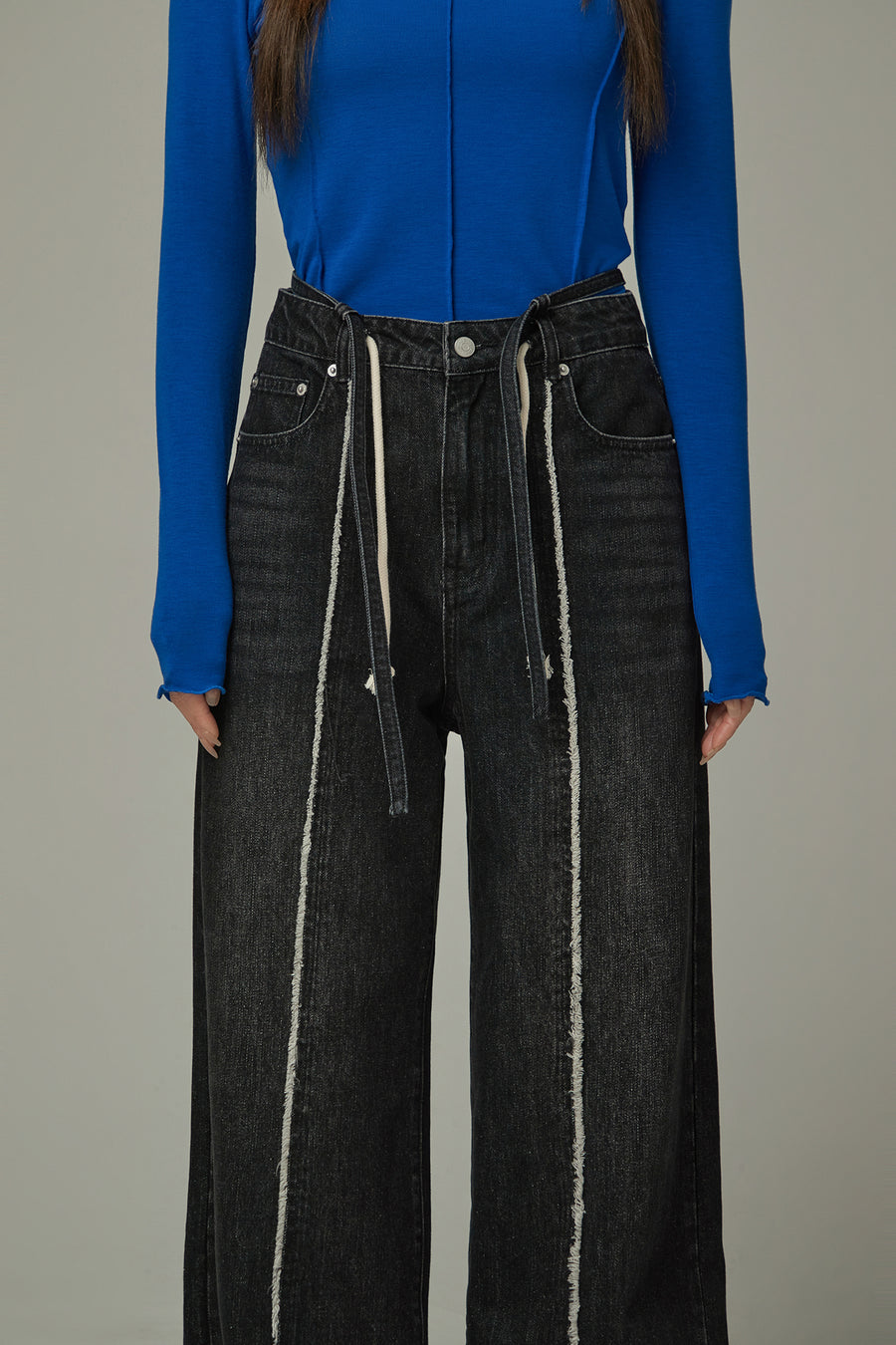 CHUU Fryaed Line Stitch String Denim Jeans