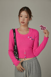 Rainbow Button Knit Color Sweater