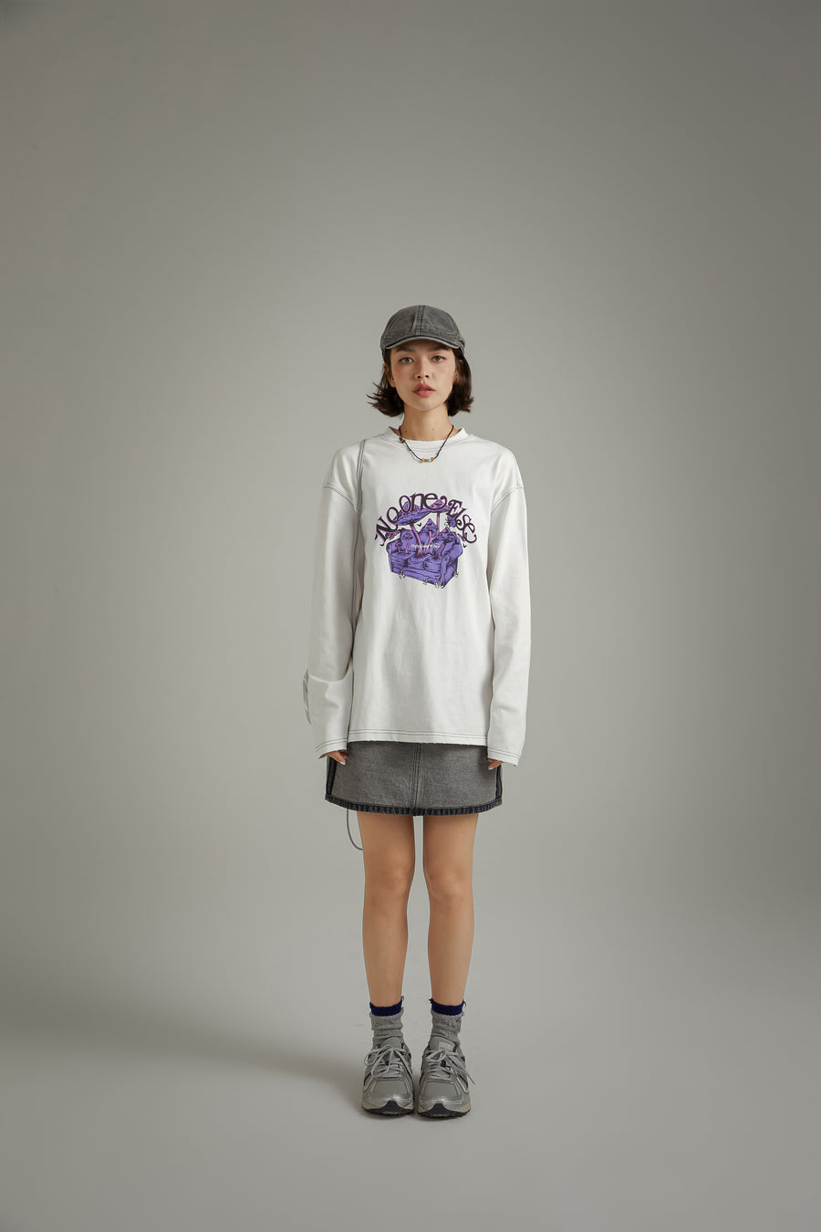 CHUU Printed Boxy Mushroom Long Sleeve T-Shirt