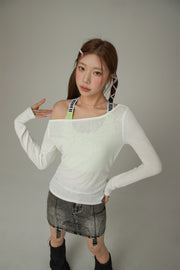 Unbalanced Off The Shoulder Long Sleeve T-Shirt